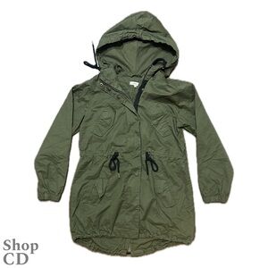 Olive Green Hooded Utility Cinched Waist Jacket